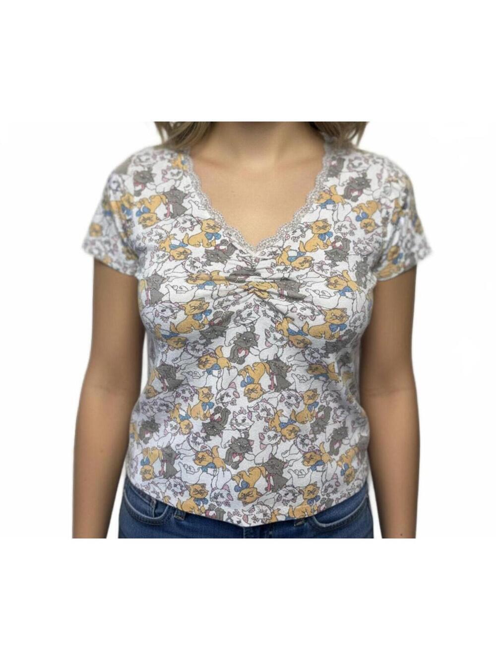 TOP Disney The Aristocats V-Neck Short Sleeve T-Shirt